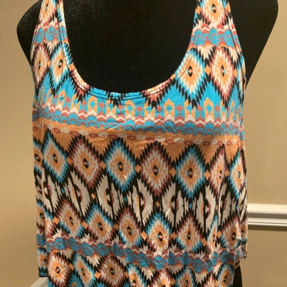 Multicolor Sleeveless Aztec Print Women's Top
